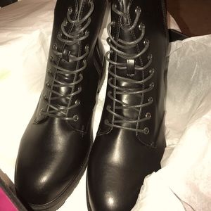 Torrid 4B Black PU combat bootie SZ 11.5